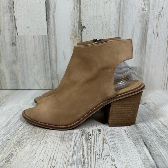 Chinese Laundry Shoes - Chinese Laundry Women's Tan Suede Peep-Toe Ankle Booties with Stacked Heel #1380